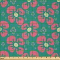 thumbnail image 2 of Ambesonne Aboriginal Fabric by the Yard Microfiber, Ethnic Flowers Ornament, 5 Yards, Dried Rose Teal Coral, 2 of 2