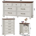 thumbnail image 2 of Joaxswe Farmhouse 4-Piece Dresser & Nightstand Set, 5/7 Drawer Dresser & 2-Drawer Nightstand, Rustic Wood Bedroom Furniture, White, 2 of 4