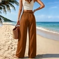 thumbnail image 6 of ZHYou No Boundarie Women's Wide Leg Pants Ruffle High Waist Drawstring Lightweight Flowy Loose Casual Full Length Trousers,Brown,Size L, 6 of 6