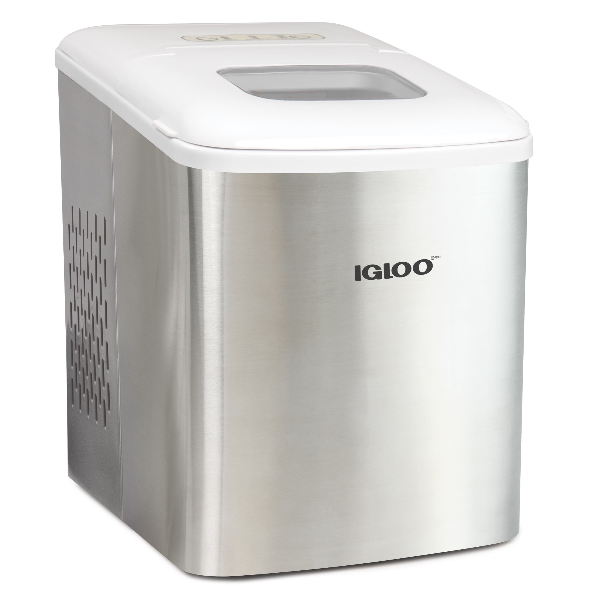 Igloo ICEBNH26SSWL No Handle Ice Maker, Stainless Steel and White