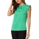 thumbnail image 4 of INSPIRAR CHIC Blusa Sólida Plisada de Manga Corta con Corte en la Espalda y Llave M Verde, 4 of 5