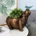 thumbnail image 2 of Pot de Fleurs Hippopotame et Oiseau Bleu, 2 of 14