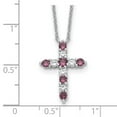 thumbnail image 2 of 925 Sterling Silver Rhodium Plated Purple CZ February Religious Faith Cross With 2inch Extension Necklace 14.98mm Wide P, 2 of 2