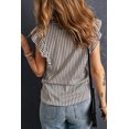 thumbnail image 3 of Women's Gray Crew Neck Ruffled Striped Tank Top, 3 of 18