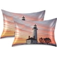 thumbnail image 2 of GZHJMY Lighthouse Satin Pillowcase, Soft Breathable Silk Pillow Case with Envelope Closure for Hair and Skin, King Size 40 x 20 Inch Home Decor, 2 of 7
