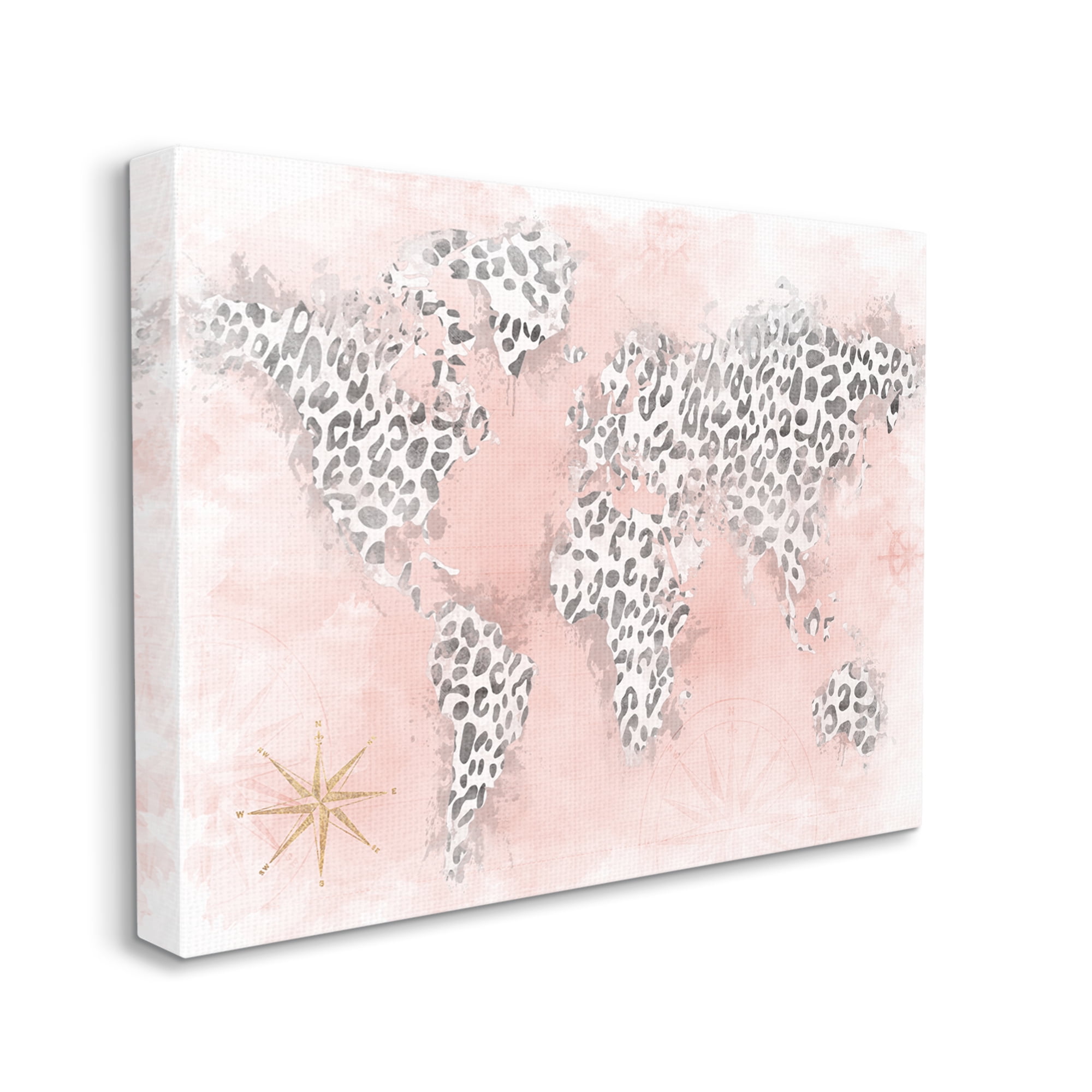 Stupell Industries Glam Cheetah Animal Pattern Continent Shapes Map Graphic Art Gallery Wrapped Canvas Print Wall Art, Design by Natalie Carpentieri