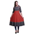 thumbnail image 1 of Bimba Robe Anarkali Imprimée Shibori Damassé Bleu Indigo5 Longue Robe Maxi Kurtis Indiens pour Femmes Kurti Ethnique XXX-Large, 1 of 5