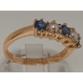 thumbnail image 4 of LBG British Made 9k Rose Gold Natural Sapphire & Cultured Pearl Womens Eternity Ring - 33 size options - Size 6.5, 4 of 8