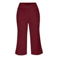 thumbnail image 6 of FYEGRE Women's Casual Bottoms Women's High Waist Cropped Casual Pants for Daily Wear Yoga Comfort and Summer Style with Soft Stretch Fabric Ideal Red XL, 6 of 7
