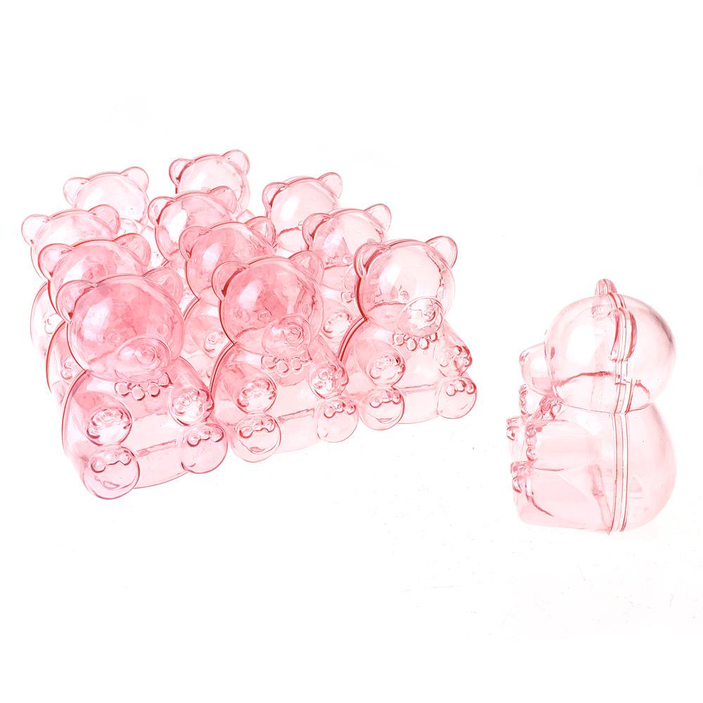 Baby Shower Plastic Teddy Bear Favor Box, 21/2Inch, 12Count, Pink