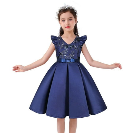 

Leutsin Children s Sequin Dress Skirt Flying Sleeve Girl Dress Festival Party Princess Dress
