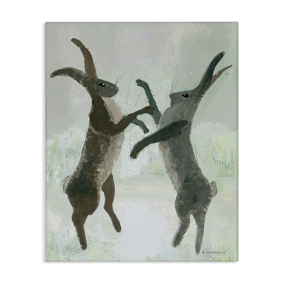 Stupell Industries Modern Boxing Hares Impression Canvas Art, 16 x 20, by Kay Widdowson