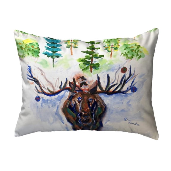 Betsy Drake Interiors Christmas Moose Small Noncorded Pillow 11x14
