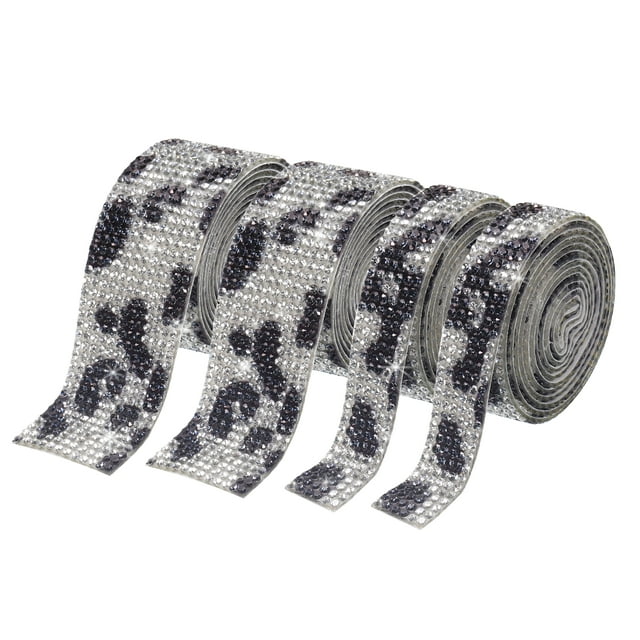Unique Bargains 2 Roll 1 Yard 13.5/27mm Self Adhesive Crystal Rhinestone Ribbon for Crafts Project, Black,White