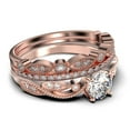 thumbnail image 2 of Dazzling 2.25 Carat Round Cut Diamond Moissanite Classic Inspired Engagement Ring, Unique Twist Band Wedding Ring in 925 Sterling Silver With 18k Rose Gold Plating, Two Matching Band, 2 of 4