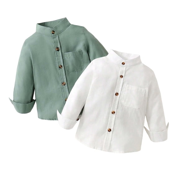 Xudanell Boys Plaid Shirts Gentle Long Sleeve Blouse Versatile Shacket Boys Fashion Clothes for Teens White 3-4 Years