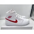 thumbnail image 3 of Ni - ke Air Jordan 1 Mid Womens White University Red BQ6472-106 Size 10.5 Women's 9 Men, 3 of 5
