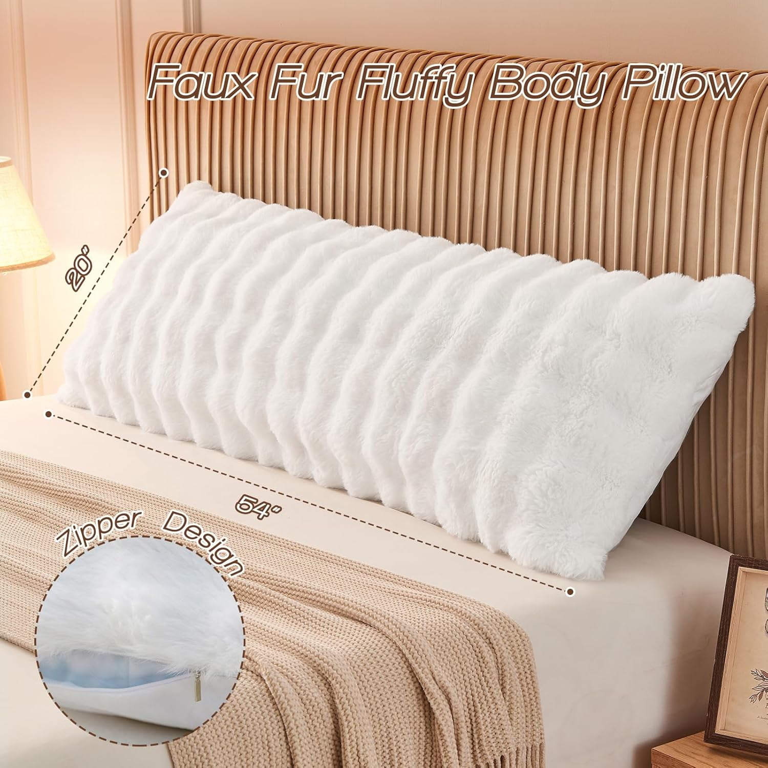 ANHXN Fluffy Adult Body Pillow - Sturdy body pillowcase, adjustable height, soft support for side lying, washable