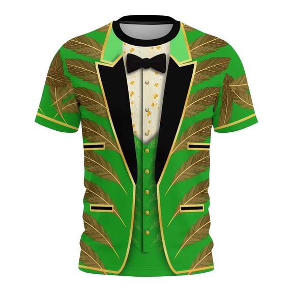 Uootdi Womens Mardi Gras Festive Tops Crew Neck Funny Graphic Tuxedo Short Sleeve T Shirt Tropical Holiday Vacation Novelty Shirts Gift