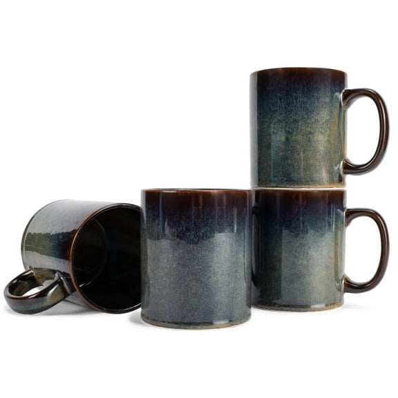 Elanze Designs Reactive 17 ounce Ceramic Straight Body Mugs Set of 4, Cascade Brown