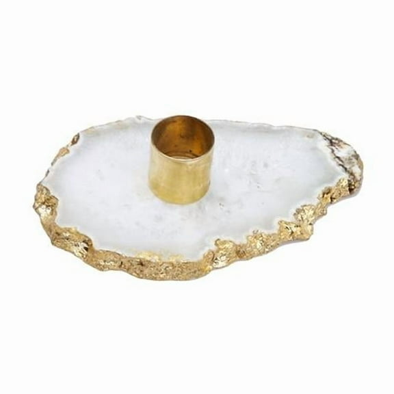Classic Touch MCCH045 Flat Agate Stone Candle Holder - 4 x 1 in.