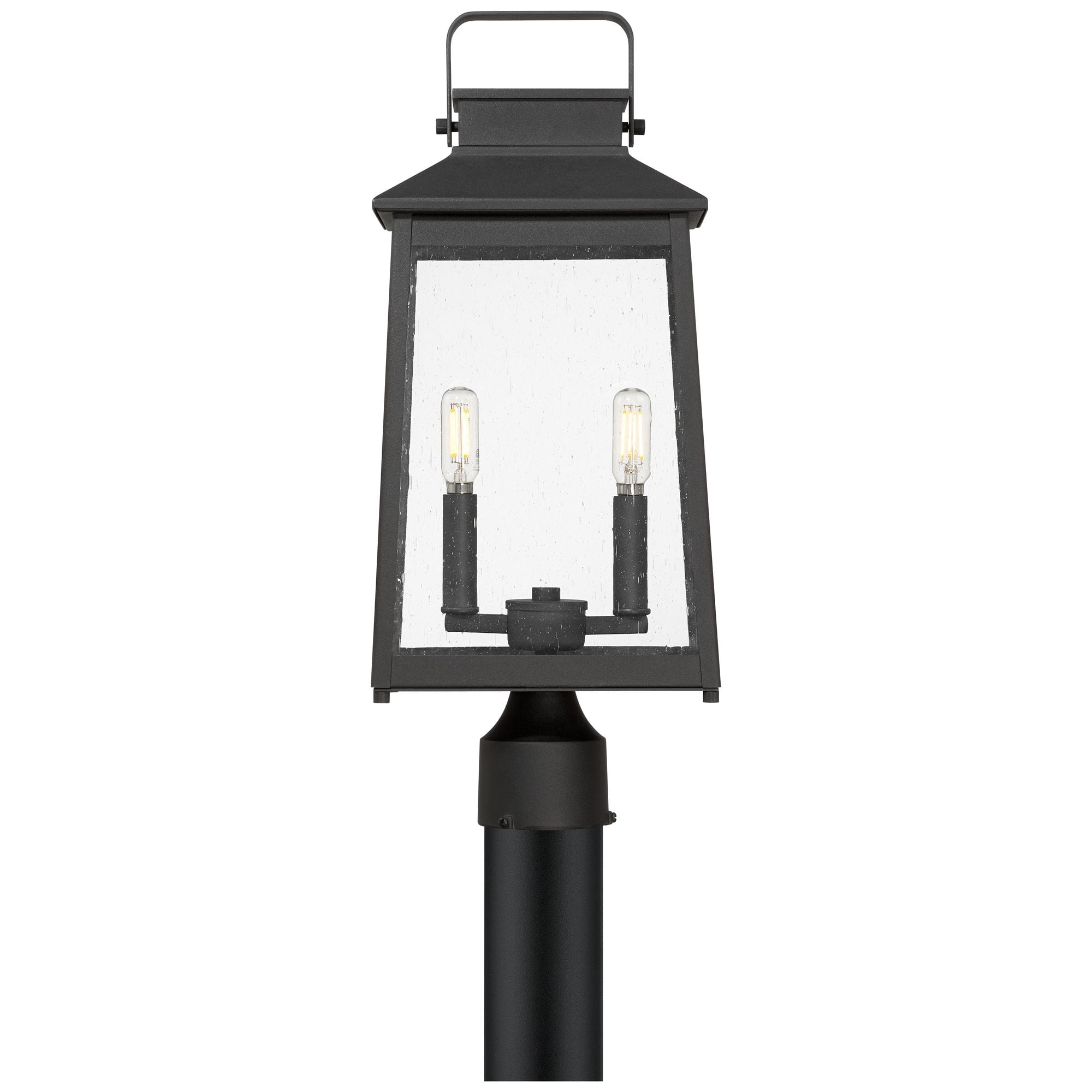 John Timberland Jubliee 20 1/4" High Modern Outdoor Post Light Fixture Pole Porch Set of 2 2-Light Black Metal Clear Glass Shade