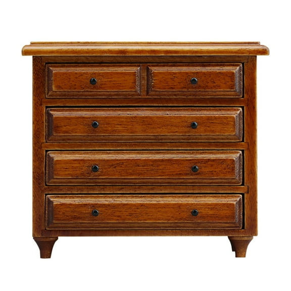 Sinyiin 1/12 Scale Wooden Dresser Retro Design Compact Furniture For Miniature Room Decors