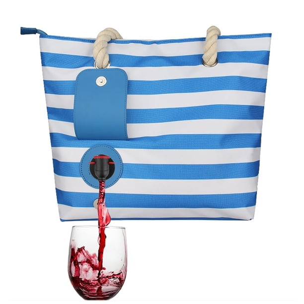 Wine Canvas Bag With Thermal Insulated Compartment Wine Tote Bag Portable Picnic Beach Large Capacity Red Wine Ice BagRedChina He Qiyong unisex