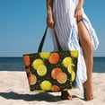 thumbnail image 6 of Kdxio Orange Lemon for Beach Bag for Women Large Beach Tote Bag Waterproof Sandproof Swim Bag with Zipper Pockets Beach Vacation Travel, 6 of 7