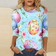 thumbnail image 4 of Mujeres 3/4 Manga Tops Impresión Casual Cuello Redondo Camiseta Top Blusa, Poliéster Toda la Temporada, 4 of 5