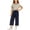 Navy, variant on Bovxnpu Girls 2 Piece Outfits Short Sleeve Top and Elastic Plaid Pants Casual Outfits Set
