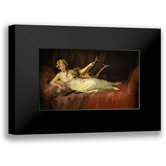 Goya, Francisco De 14x10 Black Modern Framed Museum Art Print Titled - Portrait of The 10th Marquesa De Santa Cruz As The Muse Euterpe