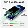 thumbnail image 4 of 20000mAh Magnetic Wireless Charger, Slim Battery Pack with LED Display, Portable Power Bank with Charging Pad for Travel & Multiple Devices - Green, 4 of 9
