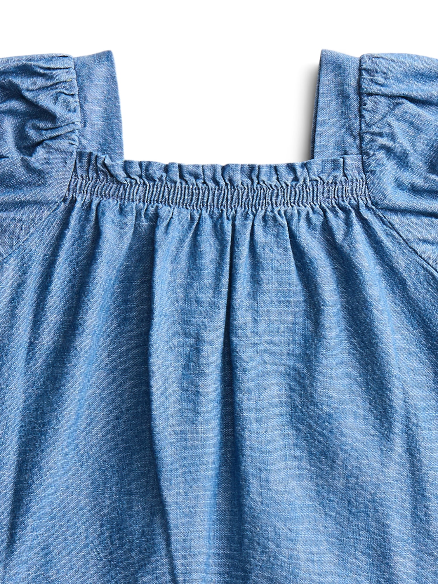 Wonder Nation Baby Girls Cotton Denim Puff Sleeve Top and Bloomer Shorts Set, 2-Piece, Sizes 0/3M-24M