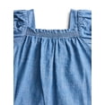 thumbnail image 2 of Wonder Nation Baby Girls Cotton Denim Puff Sleeve Top and Bloomer Shorts Set, 2-Piece, Sizes 0/3M-24M, 2 of 3
