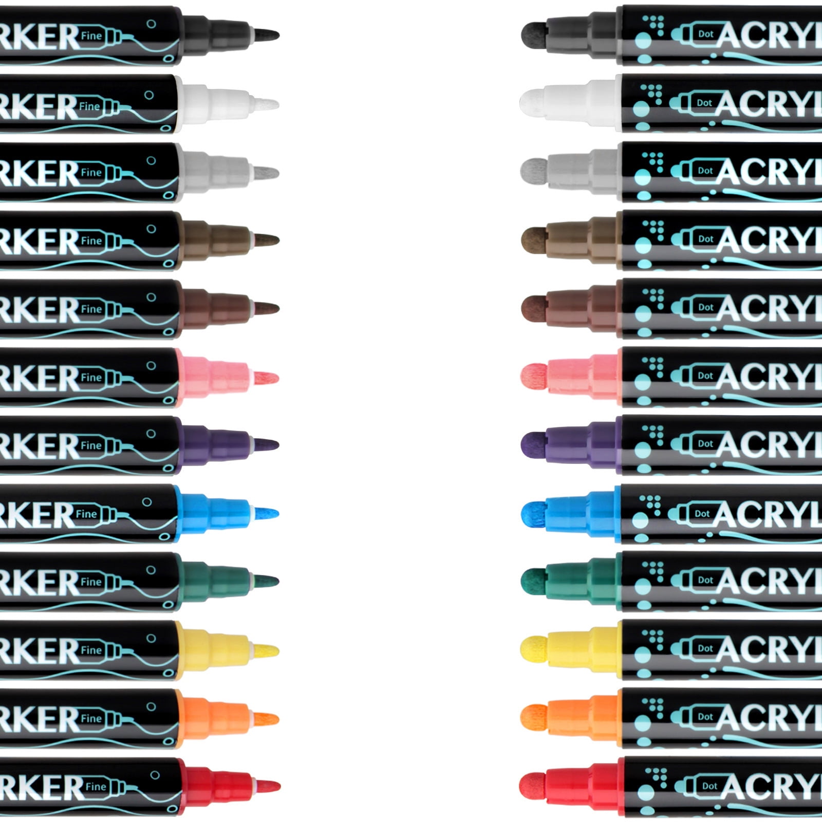Double Ended Acrylic Marker for Drawing Scrapbooking, 12/24/26/30 Colors Acrylic Paint Pen Quick Drying Water Resistant
