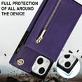 thumbnail image 2 of Allytech for iPhone 14 2022 Case with Crossbody Strap, PU Leather Stand Wallet Purse Case with Credit Card Slots Zipper Pocket Detachable Shoulder Strap Case for iPhone 14 6.1", Purple, 2 of 12