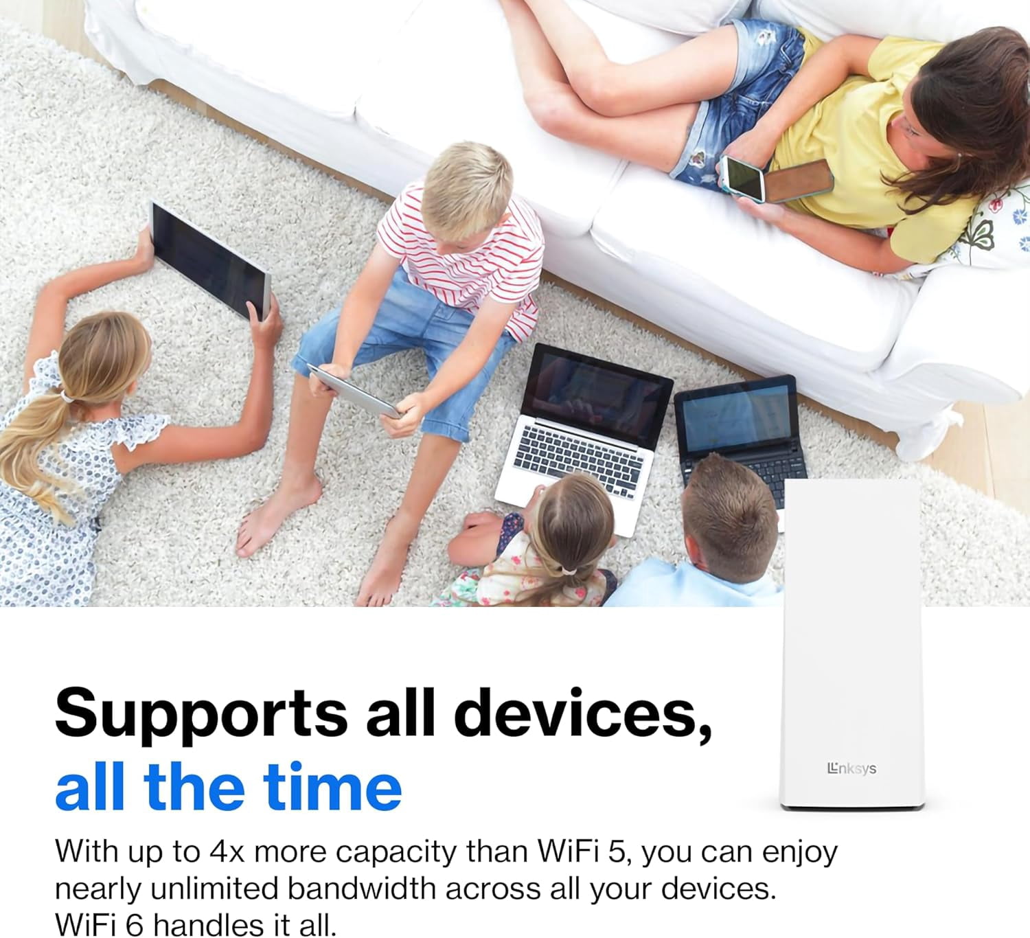 Linksys AX4200 Velop Tri-Band Mesh W-iFi 6 System (MX12600, 3 Nodes)