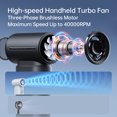 thumbnail image 2 of JISULIFE Portable Handheld Fan, 40000 RPM Turbo Fan, 18H Battery Life, 5-Speed, 5000mAh USB Rechargeable, Mini Pocket Design, Gift for Women Men, Travel Outdoor Use, 2 of 8