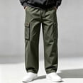 thumbnail image 2 of DYTTDG Men’s Drawstring Cargo Pants, Elastic Waist Full Length Straight Leg Trousers with Multi Pockets, Solid Color Casual Wear for Daily Walking & Outdoor, 2 of 8