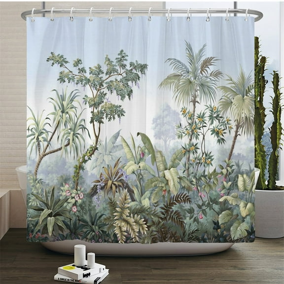 European Flowers Birds Plants Bath Curtains Waterproof Shower Curtain 3D Printing Bathroom Decoration With Hook Bath Screen