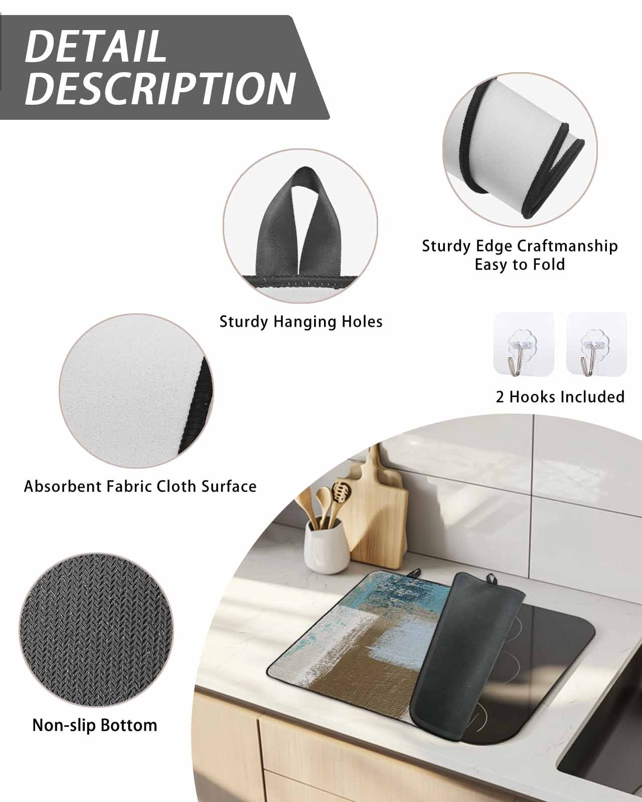 Stove Top Covers for Electric Stove, Teal Blue Glass Stovetop Cover Protector, Brown White Minimalist Retro Smear Ombre Art Induction Cooktop Protector Oven Mat for Kitchen Countertop 31"x24"