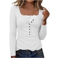 thumbnail image 2 of Sexlip Womens Snap Front Henley Top Long Sleeve Design Soft Fabric Relaxed Silhouette for Daily Errands White XL, 2 of 9
