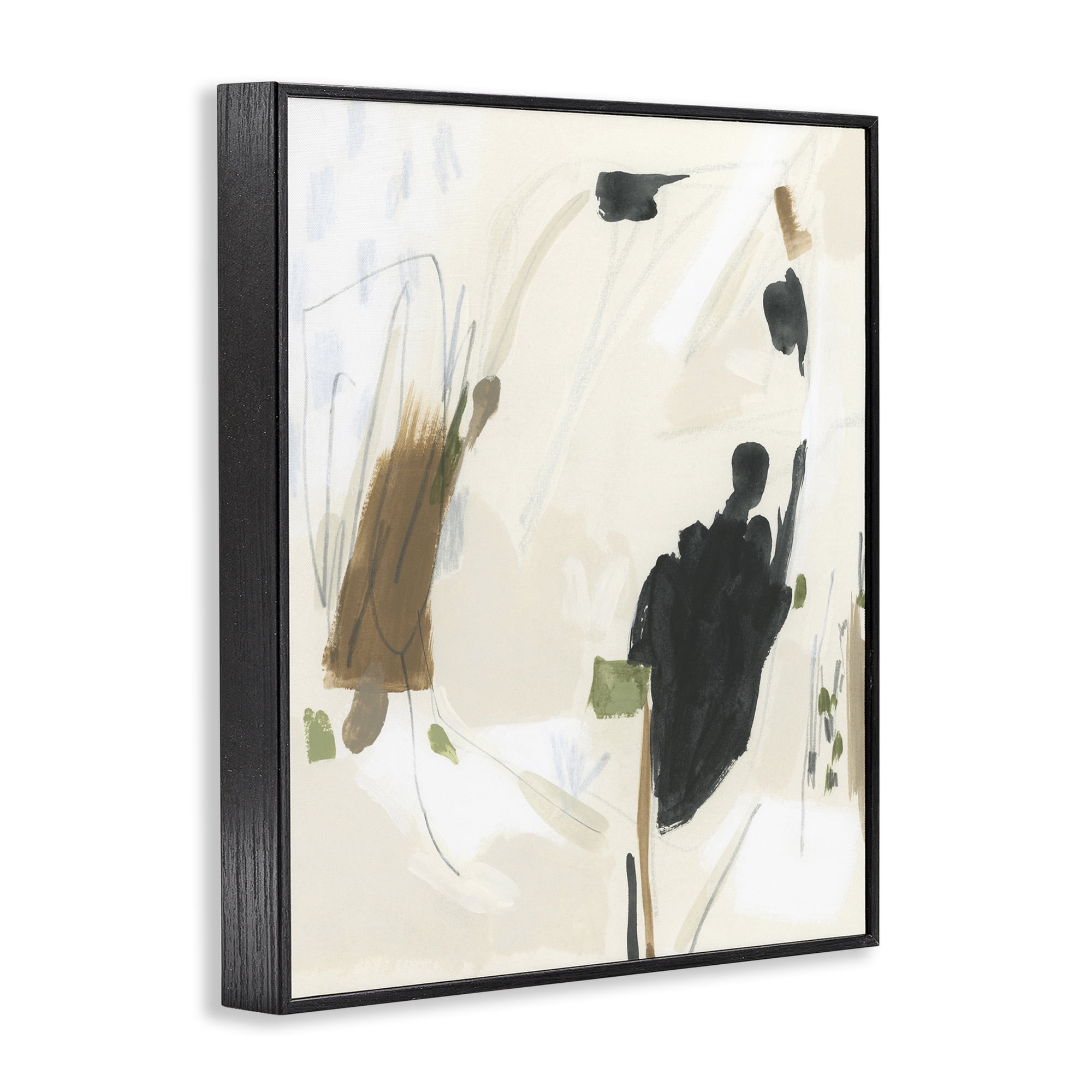 Stupell Industries Subdued Neutral Abstract Abstract Painting Black Framed Art Print Wall Art, 11 x 14