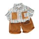 thumbnail image 1 of Odeerbi 6M-5Y Niños Trajes de Verano Rayas Algodón Manga Corta Camisa Pantalones Cortos Conjunto Color Block Pantalones Cortos Dos Piezas, 1 of 4