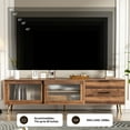 thumbnail image 3 of Modern Entertainment Center With 2 Glass Doors, 70" Tv Stand, Drawers, Walnut Mid-century Stand For 75"+ Tv, Look, 3 of 6