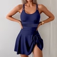 thumbnail image 4 of WCMZJ Plus Size Swimsuit for Women Swim Dress One Piece Tummy Control Bathing Suit Tie Knot Swim Suits 2025 Navy L, 4 of 6