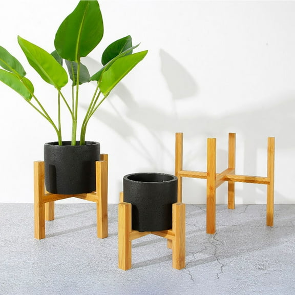 IDEANATEGRATE 1 Set Wood Flower Pot Holder with Square Base Four Legged Frame for Decoration
