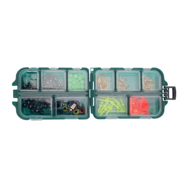 Kit de aparejos de pesca,Kit de accesorios de pesca con caja de aparejos portátil,Kit de aparejos de pesca Juego de equipo de pesca compacto,Anzuelos de pesca,pesas,cuentas de pesca,frijoles