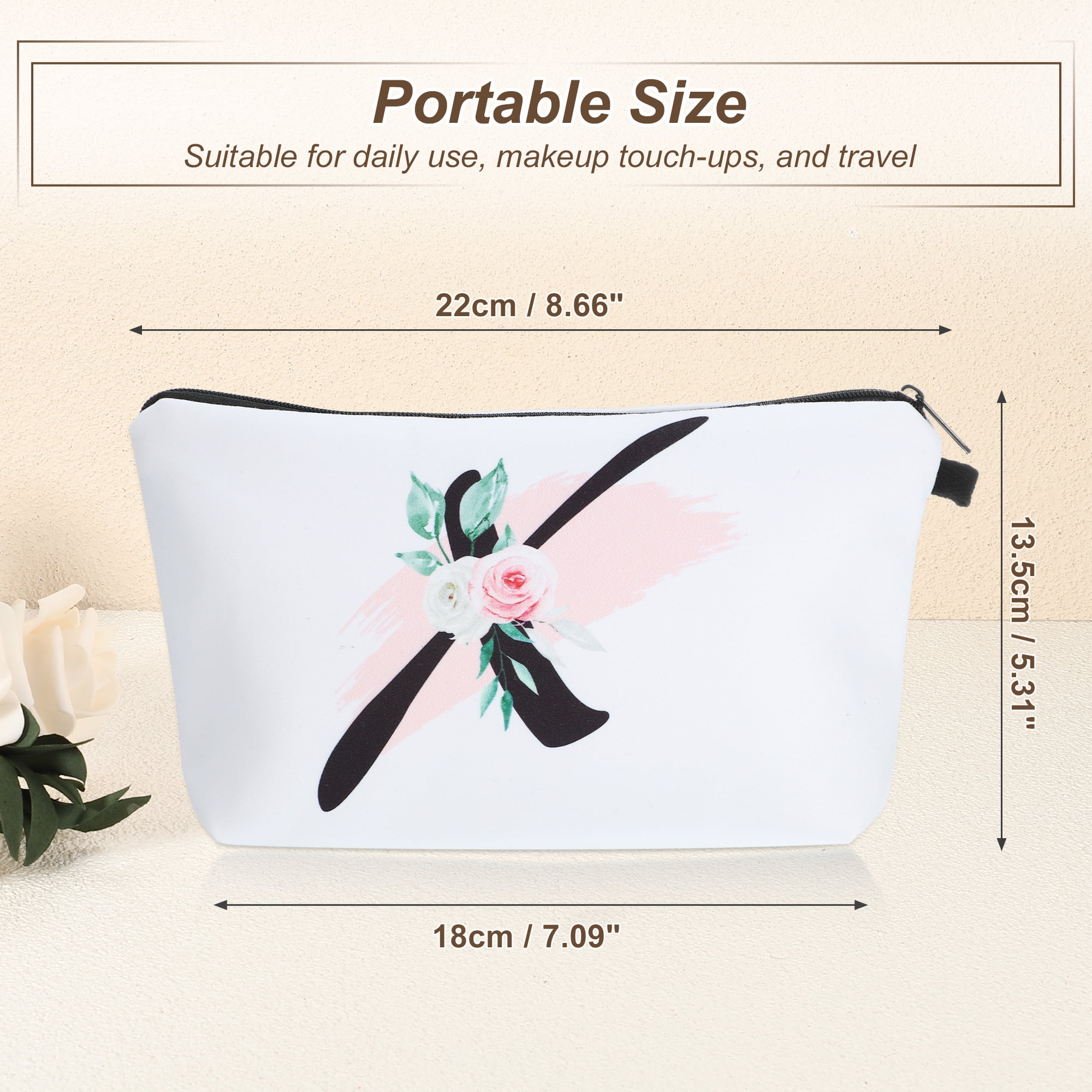 Unique Bargains Personalized Makeup Bag X Letter Purse Small Cosmetic Bag Zipper Monogrammed Makeup Bag Pouch White Walmart